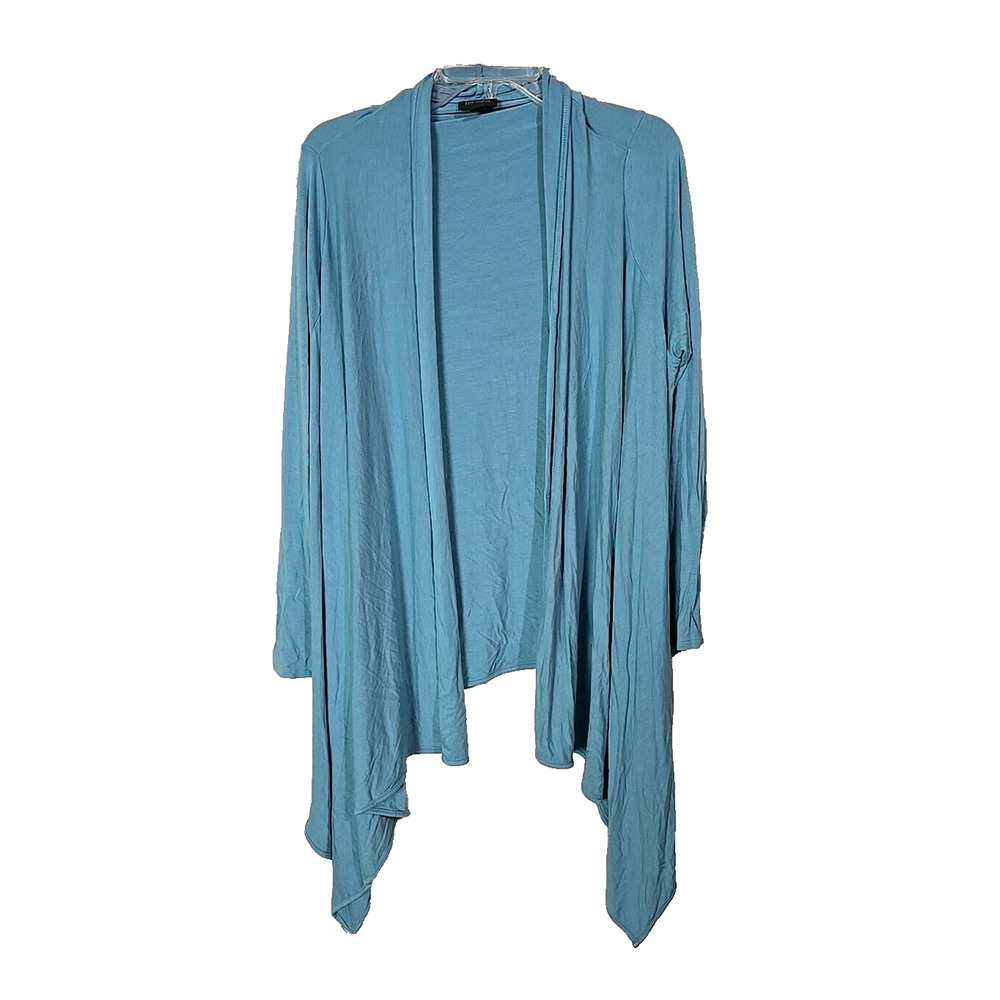J. Jill Blue Open Front Handkerchief Hem Long Cardigan Sweater Womans Size Large